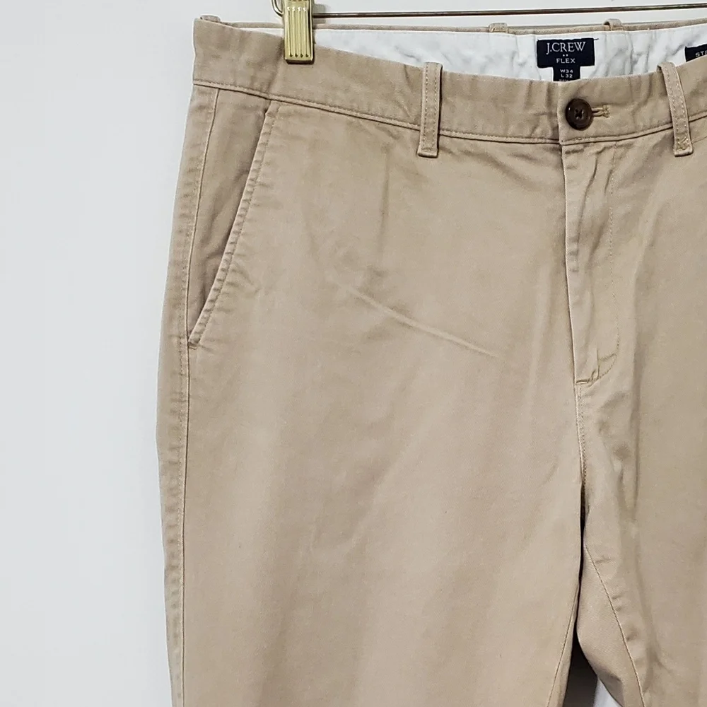 J. Crew Flex Straight Fit Chinos Tan Mens 34 Waist